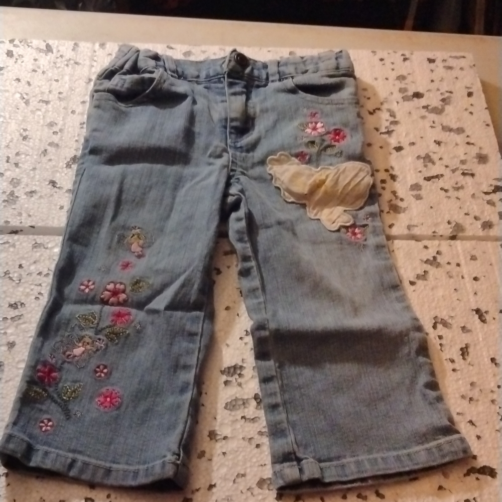 Girls jean pants 18m with cute patterns